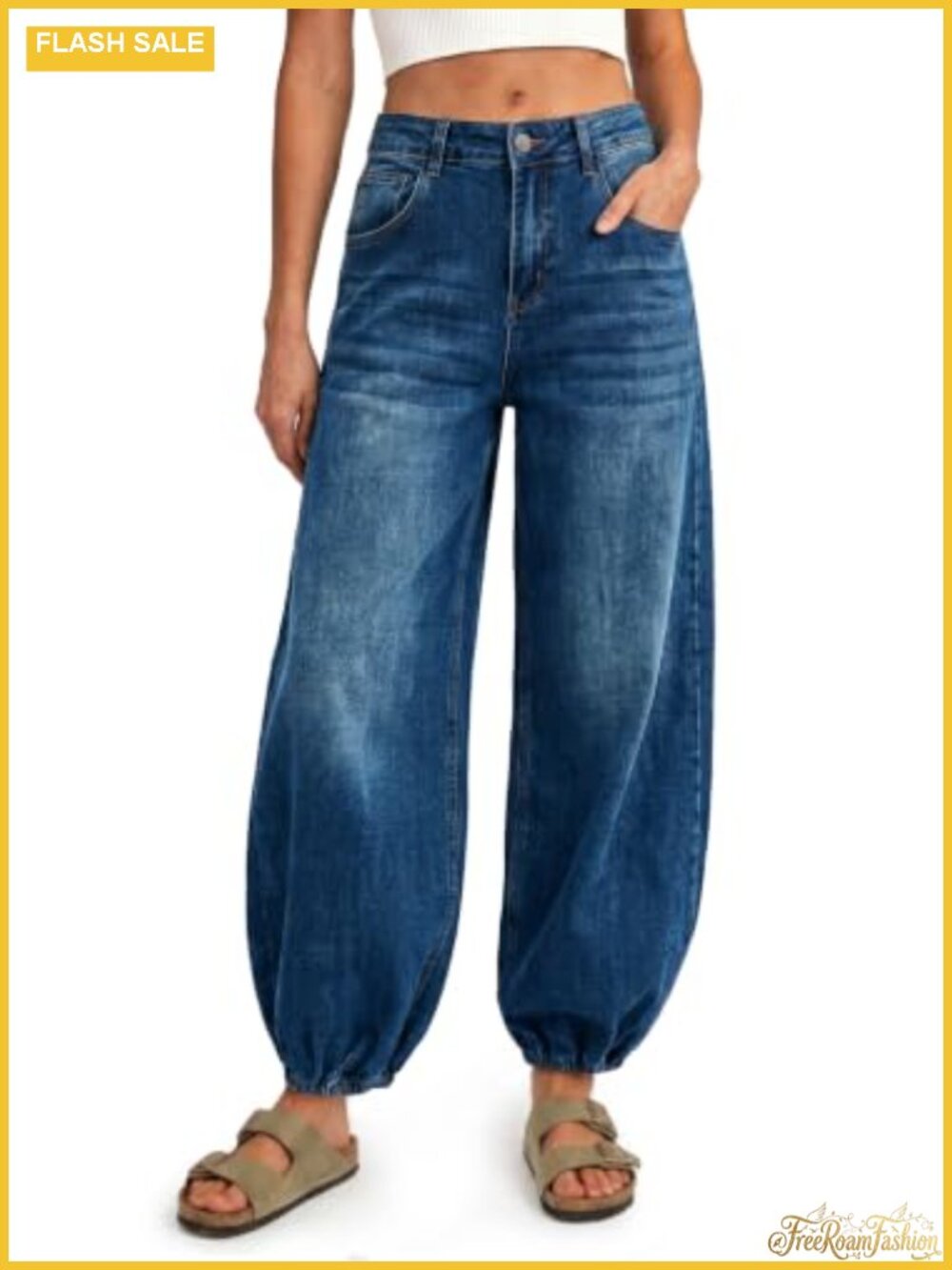 Women's Baggy Wide Leg Harem Jeans High Waisted Y2K Denim Pants